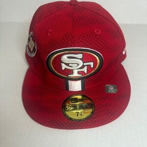 San Francisco 49ers New Era 59FIFTY NFL On-Field Hat Cap‎ Size 7 3/8 Red